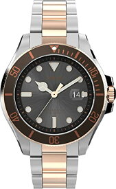 腕時計 タイメックス メンズ Timex Men's Harborside Coast 43mm Watch ? Black Dial & Top Ring with Two-Tone Rose Case & Stainless Steel Bracelet腕時計 タイメックス メンズ