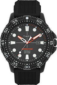 腕時計 タイメックス メンズ Timex Men's Expedition Gallatin 44mm Watch ? Black Case Black Dial with Black Silicone Strap腕時計 タイメックス メンズ