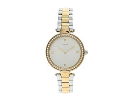 腕時計 タイメックス レディース Timex Women’s Adorn with Crystals 32mm Watch - White Dial Gold Tone Case Two Tone Bracelet腕時計 タイメックス レディース