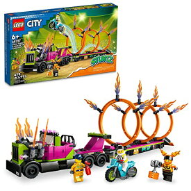 レゴ LEGO City Stuntz Stunt Truck & Ring of Fire Challenge 60357 with Flywheel-Powered Motorcycle Toy and Minifigures, Fun Gift for Kids Ages 6 Plus, 2023 Setレゴ