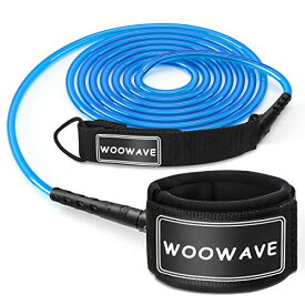 サーフィン リーシュコード マリンスポーツ WOOWAVE Surfboard Leash Premium Surf Leash SUP Leg Rope Straight 6/7/8/9 feet for All Types of Surfboards (Blue White Core, 9ft & 7mm)サーフィン リーシュコード マリンスポーツ