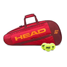 テニス バッグ ラケットバッグ バックパック HEAD Core 6R Combi Tennis Racquet Bag - 6 Racket Tennis Equipment Duffle Bag, Red/Dark Red, Largeテニス バッグ ラケットバッグ バックパック