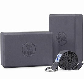 ヨガブロック フィットネス IUGA Yoga Block 2 Pack with Yoga Strap, High Density Yoga Blocks 9”x6”x3”to Improve Strength, Flexibility and Balance, Light Weight and Non-Slip Surface for Yoga, Pilates and Meditationヨガブロック フィットネス