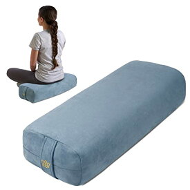 ヨガブロック フィットネス Florensi Yoga Bolster Pillow-Luxurious Velvet Bolster for Restorative Yoga-Large Rectangular Cushion with Carry Handle-Supportive Meditation Cushion-Machine Washable Cover and Carry Handle(Light Bluヨガブロック フィットネス