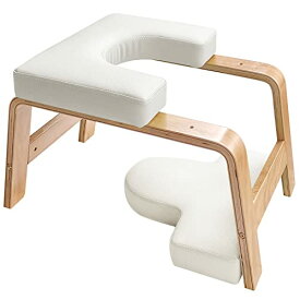 ヨガブロック フィットネス Restrial Life Yoga Headstand Bench- Stand Yoga Chair for Family, Gym - Wood and PU Pads - Relieve Fatigue and Build Up Body (White), 25*16.14*15.75inchヨガブロック フィットネス