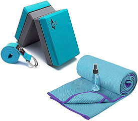 ヨガブロック フィットネス Heathyoga Yoga Sets - Yoga Blocks and Strap Set, Non Slip Yoga Towel with Silicone Coating Layer, Free Carry Bag and Spray Bottleヨガブロック フィットネス