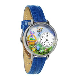 腕時計 気まぐれなかわいい プレゼント クリスマス ユニセックス Whimsical Gifts Easter Basket 3D Watch | Large Silver Finish | Unique Fun Novelty | Handmade in USA | Blue Leather Watch Band腕時計 気まぐれなかわいい プレゼント クリスマス ユニセックス