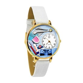 腕時計 気まぐれなかわいい プレゼント クリスマス ユニセックス Whimsical Gifts Dentist Dental Hygienist 3D Watch | Gold Finish Large | Unique Fun Novelty | Handmade in USA | White Leather Wat腕時計 気まぐれなかわいい プレゼント クリスマス ユニセックス