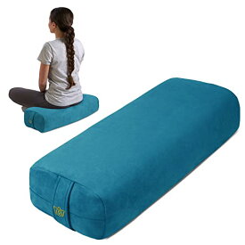 ヨガブロック フィットネス Florensi Yoga Bolster Pillow - Luxurious Velvet Bolster for Restorative Yoga - Large Rectangular Cushion with Carry Handle -Supportive Meditation Cushion-Machine Washable Cover and Carry Handle (Bluヨガブロック フィットネス