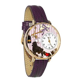 腕時計 気まぐれなかわいい プレゼント クリスマス ユニセックス Whimsical Gifts Dog Groomer 3D Watch | Gold Finish Large | Unique Fun Novelty | Handmade in USA | Purple Leather Watch Band腕時計 気まぐれなかわいい プレゼント クリスマス ユニセックス