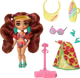 バービー バービー人形 Barbie Extra Fly Minis Travel Doll, Beach Look with Pink-Streaked Pigtails in Swimsuit, Sarong & Accessoriesバービー バービー人形