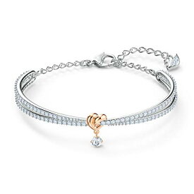 スワロフスキー アメリカ アクセサリー ブランド かわいい Swarovski Lifelong Heart Bangle, Clear Stones and Rose Gold-Finished Heart Motif in Rhodium-Finished Setting, Part of the Swarovski Lifelongスワロフスキー アメリカ アクセサリー ブランド かわいい