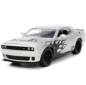 ジャダトイズ ミニカー ダイキャスト アメリカ Jada Toys Big Time Muscle 1:24 2015 Dodge Challenger SRT Hellcat Die-cast Car Silver/Black Flames, Toys for Kids and Adultsジャダトイズ ミニカー ダイキャスト アメリカ