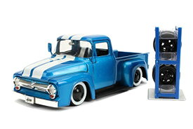 ジャダトイズ ミニカー ダイキャスト アメリカ Just Trucks 1:24 1956 Ford F-100 Die-cast Car Blue/White Stripes with Tire Rack, Toys for Kids and Adultsジャダトイズ ミニカー ダイキャスト アメリカ