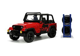 ジャダトイズ ミニカー ダイキャスト アメリカ Jada Toys Just Trucks 1:24 1992 Jeep Wrangler Die-cast Car Red/Black with Tire Rack, Toys for Kids and Adultsジャダトイズ ミニカー ダイキャスト アメリカ