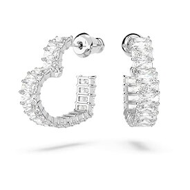 スワロフスキー アメリカ アクセサリー ブランド かわいい SWAROVSKI Matrix Hoop Earrings, Woven Heart-Shaped Hoops with Clear Crystals on a Rhodium Finished Setting, Part of the Swarovski Matrix Colスワロフスキー アメリカ アクセサリー ブランド かわいい