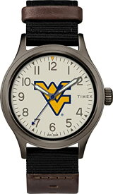 腕時計 タイメックス メンズ Timex Tribute Men's Collegiate Pride 40mm Watch - West Virginia Mountaineers with Black Fastwrap Strap腕時計 タイメックス メンズ
