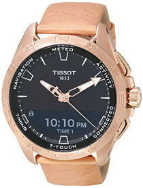 腕時計 ティソ メンズ Tissot Mens T-Touch Connect Solar antimagnetic Titanium case with Rose Gold PVD Coating Quartz Watch, Rose Gold, Leather, 23 (T1214204605100)腕時計 ティソ メンズ
