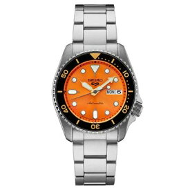 腕時計 セイコー メンズ SEIKO Men's Pumpkin Orange Satin Dial Silver Stainless Steel Band 5 Sports Automatic Analog Watch腕時計 セイコー メンズ