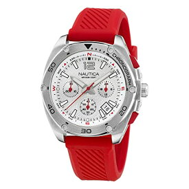 腕時計 ノーティカ メンズ Nautica Men's Tin Can Bay Chrono Red Silicone Strap Watch (Model: NAPTCF205)腕時計 ノーティカ メンズ