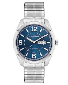 腕時計 アーミトロン メンズ Armitron Men's Day/Date Easy to Read Metal Expansion Bracelet Watch, 20/4591, Silver/Navy Blue腕時計 アーミトロン メンズ