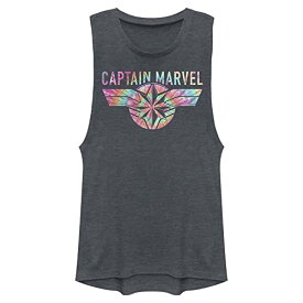 Tシャツ キャラクター ファッション トップス 海外モデル Marvel Tie Dye Captain Women's Muscle Tank, Denim Blue Heather, X-LargeTシャツ キャラクター ファッション トップス 海外モデル