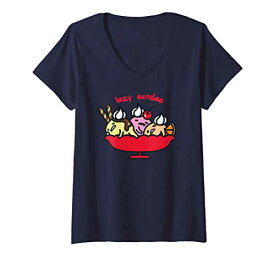 Tシャツ キャラクター ファッション トップス 海外モデル Gudetama the Lazy Egg Lazy Sundae Sunday Ice Cream V-Neck T-ShirtTシャツ キャラクター ファッション トップス 海外モデル
