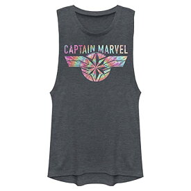 Tシャツ キャラクター ファッション トップス 海外モデル Marvel Tie Dye Captain Women's Muscle Tank, Denim Blue Heather, LargeTシャツ キャラクター ファッション トップス 海外モデル