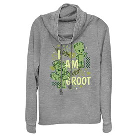 Tシャツ キャラクター ファッション トップス 海外モデル Marvel Cutesy Groot Women's Cowl Neck Long Sleeve Knit Top, Gray Heather, LargeTシャツ キャラクター ファッション トップス 海外モデル