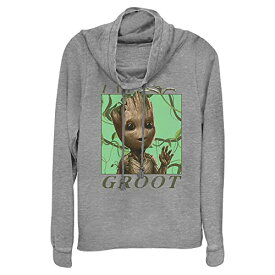 Tシャツ キャラクター ファッション トップス 海外モデル Marvel Groot Jungle Vibes Women's Cowl Neck Long Sleeve Knit Top, Gray Heather, SmallTシャツ キャラクター ファッション トップス 海外モデル