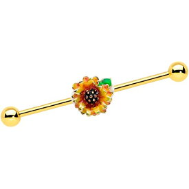 ボディキャンディー ピアス アメリカ 日本未発売 ブランド Body Candy Womens 14G PVD Steel Helix Cartilage Earring Green Yellow Sunflower Industrial Barbell 1 1/2"ボディキャンディー ピアス アメリカ 日本未発売 ブランド