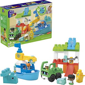 メガブロック メガコンストラックス 組み立て 知育玩具 MEGA BLOKS Fisher-Price Preschool Building Toys, Green Town Ocean Time Clean Up with 70 Toddler Blocks, 3 Figures, Kids Age 1+ Yearsメガブロック メガコンストラックス 組み立て 知育玩具