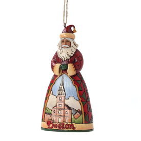 エネスコ Enesco 置物 インテリア 海外モデル アメリカ Jim Shore Heartwood Creek Boston Santa Stone Resin Hanging Ornament, 4.5”エネスコ Enesco 置物 インテリア 海外モデル アメリカ