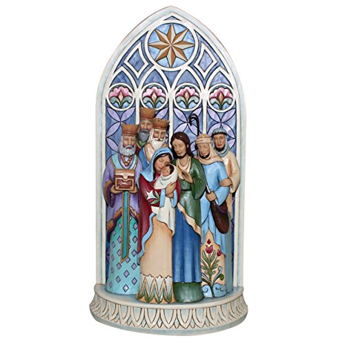 エネスコ Enesco 置物 インテリア 海外モデル アメリカ Jim Shore for Enesco Heartwood Creek Holy Family by Cathedral Window Figurine 11.3