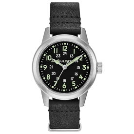 腕時計 ブローバ メンズ Bulova Milatary Hack 3 Hand Quartz Watch, Black Dial and Black Leather NATO Strap, (Model:96A219)腕時計 ブローバ メンズ
