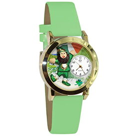 腕時計 気まぐれなかわいい プレゼント クリスマス ユニセックス Whimsical Gifts St. Patrick's Day Rainbow with Leprechaun 3D Watch | Gold Finish Small | Unique Fun Novelty | Handmade in USA | 腕時計 気まぐれなかわいい プレゼント クリスマス ユニセックス