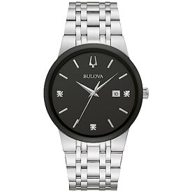 腕時計 ブローバ メンズ Bulova Men's Modern Silver Stainless Steel Diamond Quartz Watch, Black Dial, 40mm Style: 96D154腕時計 ブローバ メンズ