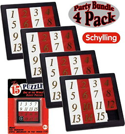 ボードゲーム 英語 アメリカ 海外ゲーム Schylling The 15 Puzzle (Number Slide Brain Teaser) with Clear Carry Case Party Bundle - 4 Packボードゲーム 英語 アメリカ 海外ゲーム