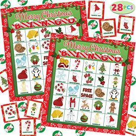 ボードゲーム 英語 アメリカ 海外ゲーム JOYIN 28 Players Christmas Bingo Cards (5x5) for Kids Family Activities, Party Card Games, School Classroom Games, Turkey Party Supplies.ボードゲーム 英語 アメリカ 海外ゲーム