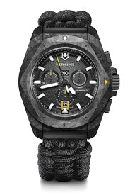 腕時計 ビクトリノックス スイス メンズ Victorinox I.N.O.X. Chrono 43mm Mens Watch - Black Carbon Case, Black Carbon Bezel, and Black Paracord Strap腕時計 ビクトリノックス スイス メンズ