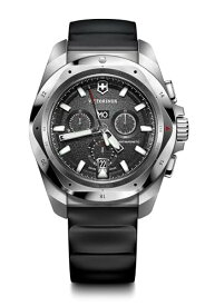 腕時計 ビクトリノックス スイス メンズ Victorinox I.N.O.X. Chrono 43mm Mens Watch - Silver Stainless Steel Case, Black Dial, and Black Rubber Strap腕時計 ビクトリノックス スイス メンズ
