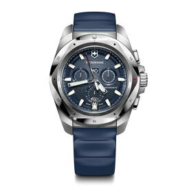 腕時計 ビクトリノックス スイス メンズ Victorinox I.N.O.X. Chrono 43mm Mens Watch - Silver Stainless Steel Case, Blue Dial, and Blue Rubber Strap腕時計 ビクトリノックス スイス メンズ