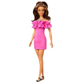 バービー バービー人形 Barbie Fashionistas Doll #217 with Brown Wavy Hair Half-Up Half-Down & Pink Dress, 65th Anniversary Collectible Fashion Dollバービー バービー人形