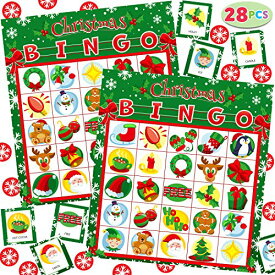 ボードゲーム 英語 アメリカ 海外ゲーム JOYIN 28 Players Christmas Bingo Cards (5x5) for Kids Xmas Party Supplies Goodies Games, Kids School Classroom Goody Gift Filler Stuffers, Indoor Family Activities (Christmasボードゲーム 英語 アメリカ 海外ゲーム