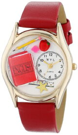 腕時計 気まぐれなかわいい プレゼント クリスマス ユニセックス C0640008 Whimsical Watches Women's C0640008 Classic Gold English Teacher Red Leather And Goldtone Watch腕時計 気まぐれなかわいい プレゼント クリスマス ユニセックス C0640008