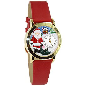 腕時計 気まぐれなかわいい プレゼント クリスマス ユニセックス Whimsical Gifts Christmas Santa Claus 3D Watch | Gold Finish Small | Unique Fun Novelty | Handmade in USA | Red Leather Watch Ba腕時計 気まぐれなかわいい プレゼント クリスマス ユニセックス