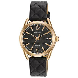 腕時計 シチズン 逆輸入 海外モデル 海外限定 Citizen Women's Eco-Drive Dress Classic Rose Gold Stainless Steel with Black Quilted Leather Strap, 36mm (Model: FE6083-13E)腕時計 シチズン 逆輸入 海外モデル 海外限定