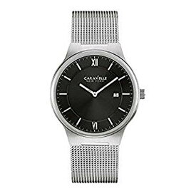 腕時計 ブローバ メンズ 43B145 Caravelle New York 43B145 Black Dial Stainless Steel Mesh Bracelet Watch腕時計 ブローバ メンズ 43B145
