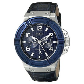 腕時計 ゲス GUESS メンズ W0040G7 Guess Men's W0040G7 Stainless Steel Blue Genuine Leather Multi-Function Watch腕時計 ゲス GUESS メンズ W0040G7