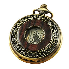 腕時計 スチームパンク steampunk メンズ 懐中時計 WA223 VIGOROSO Men's Hand-Wind Mechanical Pocket Watch Vintage Steampunk Wood Grain Hollow Design with Chain and Box腕時計 スチームパンク steampunk メンズ 懐中時計 WA223